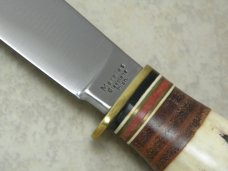 Marbles Gladstone Mich. USA Leather/Stag/Leather/Aluminum Expert Fixed Blade Sheath Knife in Box