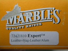 Marbles Gladstone Mich. USA Leather/Stag/Leather/Aluminum Expert Fixed Blade Sheath Knife in Box