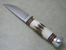 Marbles Gladstone Mich. USA Stag/Aluminum Plainsman Fixed Blade Sheath Knife in Box