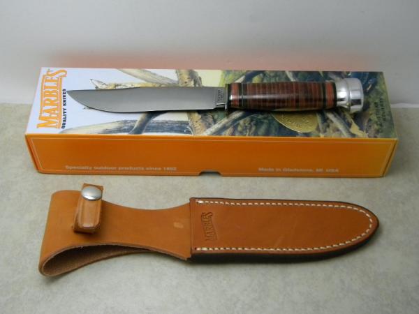 Marbles Gladstone Mich. USA Leather/Aluminum Expert Fixed Blade Sheath Knife in Box Marbles Gladstone Mich. USA Leather/Aluminum Expert Fixed Blade Sheath Knife in Box