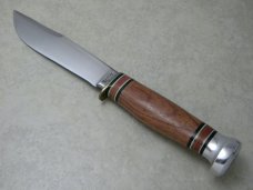 Marbles Gladstone Mich. USA Tigerwood/Aluminum Expert Fixed Blade Sheath Knife in Box