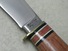 Marbles Gladstone Mich. USA Tigerwood/Aluminum Expert Fixed Blade Sheath Knife in Box