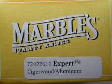 Marbles Gladstone Mich. USA Tigerwood/Aluminum Expert Fixed Blade Sheath Knife in Box