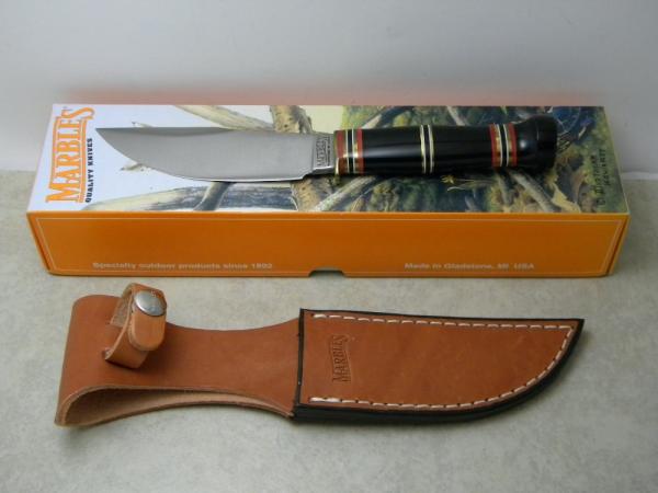 Marbles Gladstone Mich. USA Buffalo/Buffalo/Buffalo Woodcraft Fixed Blade Sheath Knife in Box c.2000
