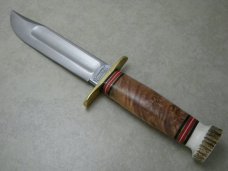 Marbles Gladstone Mich. USA Burl/Stag 7" Ideal Fixed Blade Sheath Knife in Box