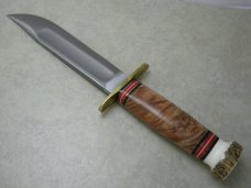 Marbles Gladstone Mich. USA Burl/Stag 7" Ideal Fixed Blade Sheath Knife in Box
