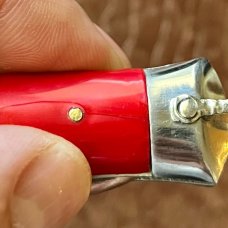 Rare Rizzuto Estileto Milano 7 Inch Switchblade Knife, Red Pearl Handle, Unused 