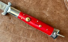 Rare Rizzuto Estileto Milano 7 Inch Switchblade Knife, Red Pearl Handle, Unused 