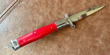 Rare Rizzuto Estileto Milano 7 Inch Switchblade Knife, Red Pearl Handle, Unused 