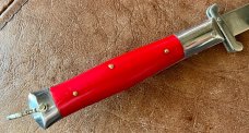 Rare Rizzuto Estileto Milano 7 Inch Switchblade Knife, Red Pearl Handle, Unused 