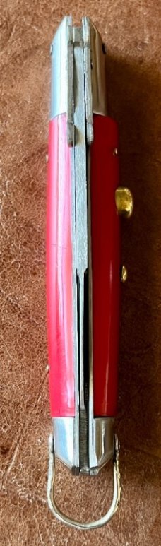 Rare Rizzuto Estileto Milano 7 Inch Switchblade Knife, Red Pearl Handle, Unused 