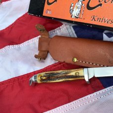 Colonel Coon 6 & 1/4" Fixed Blade Knife w/ Geniune Stag Handles +Original Sheath & Box