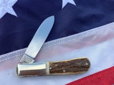 2007 Bulldog Brand, HAND MADE 1 Blade Barlow with Great Stag Handles -NOS -M/NM
