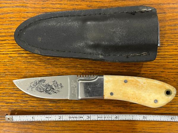 Frost Cutlery 5 7/8" Drop Point Hunting Knife w/Smooth Bone Scales