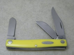 Case XX USA 3 Dot 1977 Yellow 33092 Birdseye Rivet Stockman Knife