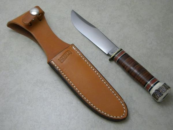 Marbles Gladstone Mich. USA Leather/Stag Expert Fixed Blade Sheath Knife