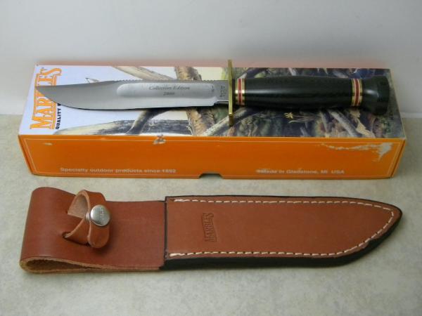 Marbles Gladstone Mich. USA Black Micarta/Black Micarta 6" Survival Fixed Blade Sheath Knife in Box