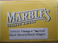 Marbles Gladstone Mich. USA Black Micarta/Black Micarta 6" Survival Fixed Blade Sheath Knife in Box
