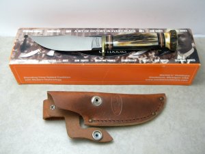 Marbles USA Stag/Stag Woodcraft Fixed Blade Sheath Knife in Box c.2000's
