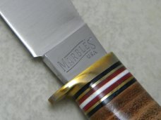 Marbles USA Stacked Leather/Stag Woodcraft Fixed Blade Sheath Knife in Box c.2000's