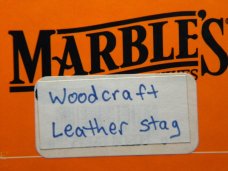 Marbles USA Stacked Leather/Stag Woodcraft Fixed Blade Sheath Knife in Box c.2000's