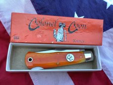 Colonel Coon Large Mountain Man Lock Back Hunting Pocket Knife w Bone Handles & One of 200 +Orig Box