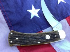 Boker Large 4.5" Lockback folding Hunter/skinner Knife w/ Nice Green Bone HandleS