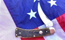 Boker Large 4.5" Lockback folding Hunter/skinner Knife w/ Nice Green Bone HandleS