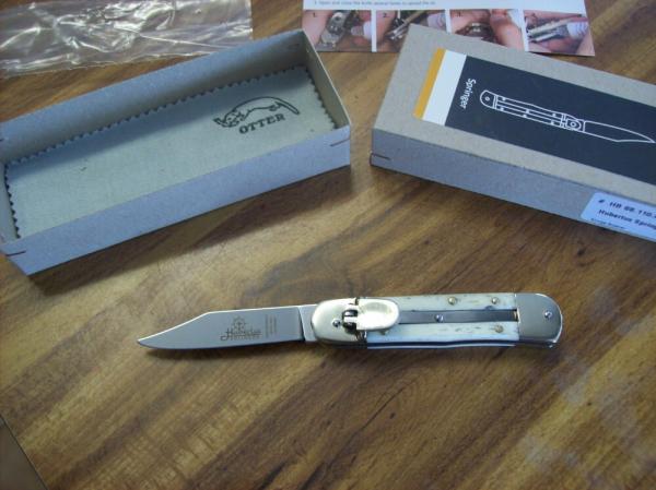 Hubertus Knife Solingen, Germany Small 08 White Smooth Bone 5 3/4 " Open Lillyput NIB