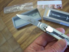 Hubertus Knife Solingen, Germany Small 08 White Smooth Bone 5 3/4 " Open Lillyput NIB