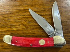 Boker Tree Brand 2-Blade Trapper Folding Knife w/Smooth Red Bone Scales Germany