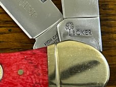 Boker Tree Brand 2-Blade Trapper Folding Knife w/Smooth Red Bone Scales Germany
