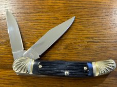 Boker Tree Brand Limited Edition 2-Blade Trapper Folding Knife w/Jigged Blue Stag Scales SN#674 Germ