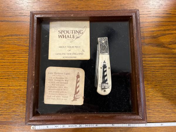 Spouting Whale F&F Custom Design Cape Hatteras Lighthouse Scrimshaw Ltd Ed Trapper #829 Japan