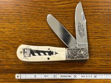 Spouting Whale F&F Custom Design Cape Hatteras Lighthouse Scrimshaw Ltd Ed Trapper #829 Japan