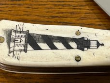 Spouting Whale F&F Custom Design Cape Hatteras Lighthouse Scrimshaw Ltd Ed Trapper #829 Japan