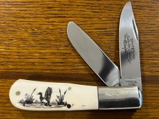 Spouting Whale F&F Inc. CS-21 Barlow Scrimshaw Mallard Folding Knife SN#701 Japan
