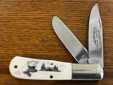 Spouting Whale F&F Inc. CS-21 Scrimshaw Barlow Folding Knife SN#2189