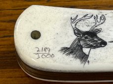 Spouting Whale F&F Inc. CS-21 Scrimshaw Barlow Folding Knife SN#2189