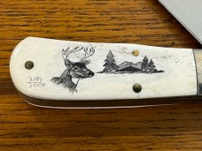 Spouting Whale F&F Inc. CS-21 Scrimshaw Barlow Folding Knife SN#2189