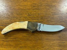 National Blade Scrimshaw Bear Claw Drop Point Lockback Folding Knife Japan