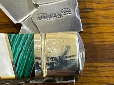 Bear & Bull Customized 2-Blade Trapper w/Inlaid Bone-Turquoise-MOP Handle