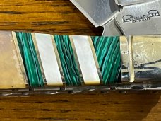 Bear & Bull Customized 2-Blade Trapper w/Inlaid Bone-Turquoise-MOP Handle