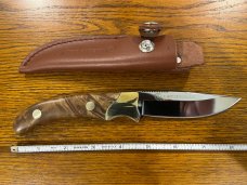 Camco Leupold 8 3/8" Drop Point Hunting Knife w/Burled Walnut Scales