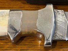 Custom 12 3/4" Drop Point Hunting Knife w/Damascus Blade & Smooth Bone Scales