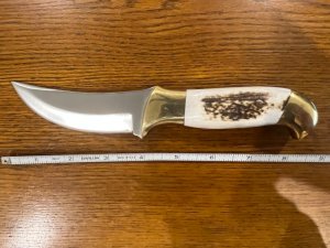 Custom 8 12quot Trailing Point Hunting Knife wStag Scales