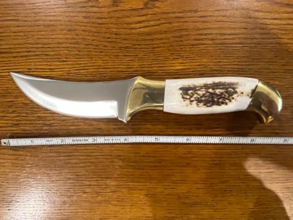 Custom 8 1/2" Trailing Point Hunting Knife w/Stag Scales