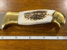 Custom 8 1/2" Trailing Point Hunting Knife w/Stag Scales