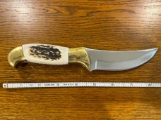 Custom 8 1/2" Trailing Point Hunting Knife w/Stag Scales