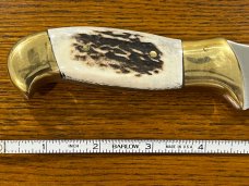 Custom 8 1/2" Trailing Point Hunting Knife w/Stag Scales